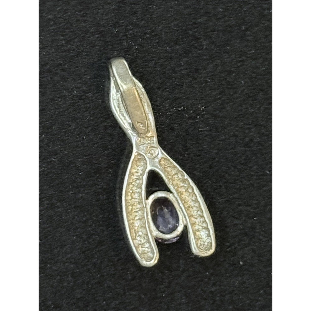 Sterling Silver 925 Amethyst Wishbone Pendant - Picture 6 of 7